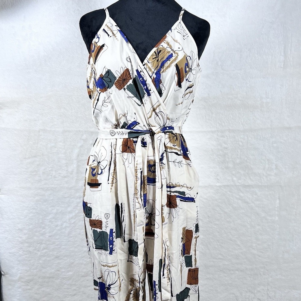 Hapsho Womens Medium‎ Jumpsuit Sleeveless Open Leg Ankle Tie Floral Boho Y2K